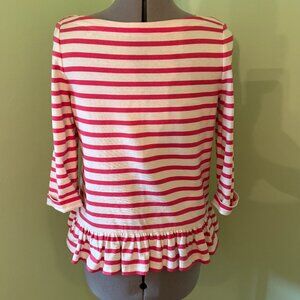 Kate Spade Broome Street Blouse ruffle white pink stripes Small Excellent